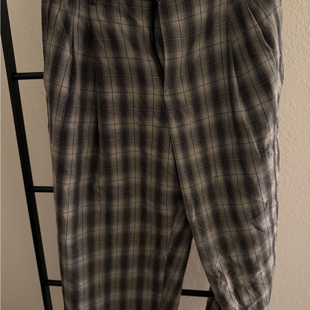 Urban Outfitters Charcoal and White Checkered Trousers
